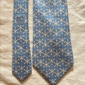 Hermés Blue Patterned equestrian Men's Tie
